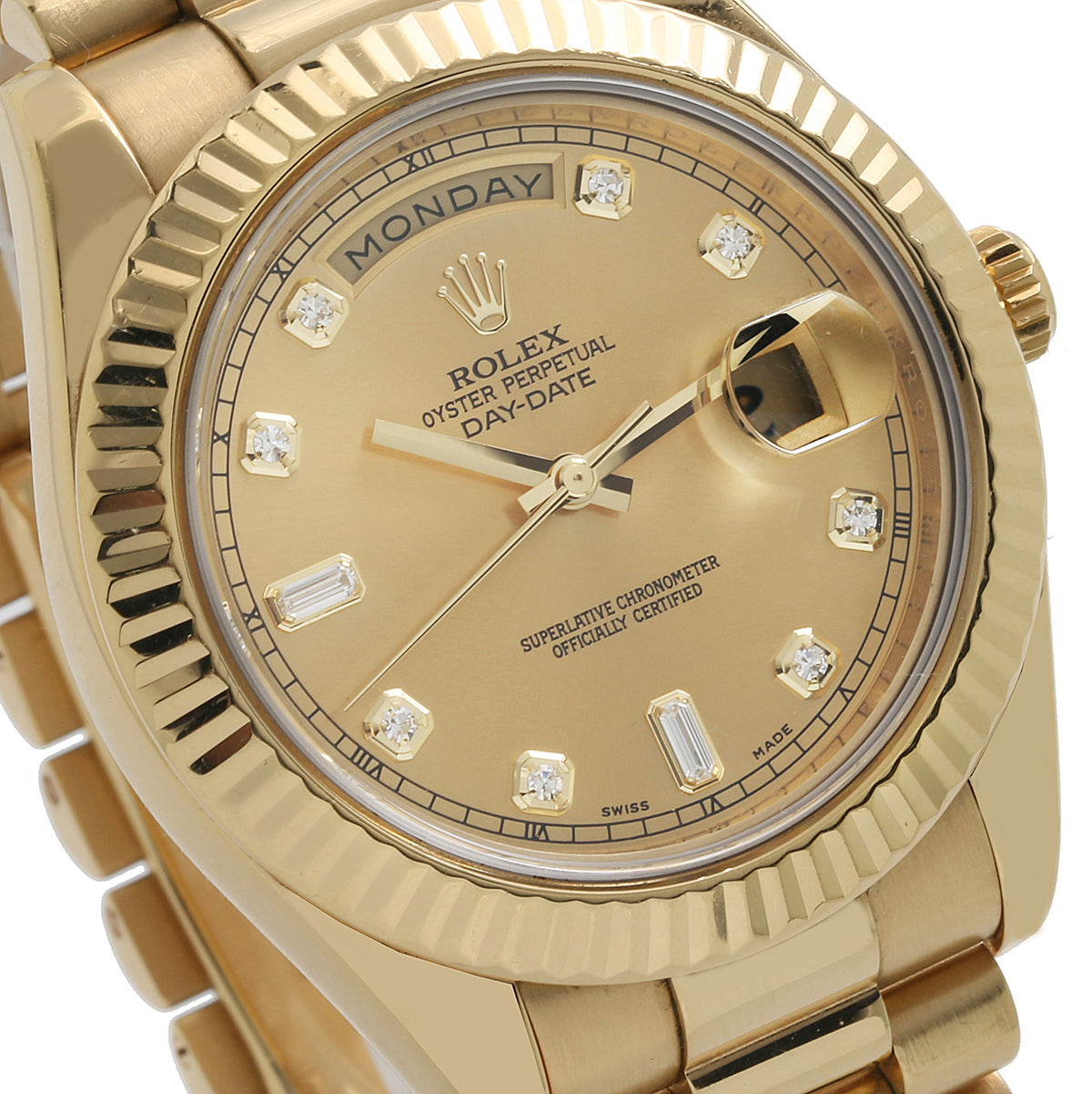 Rolex Day Date 2 41mm Yellow Gold Factory Champagne Diamond Dial 218238