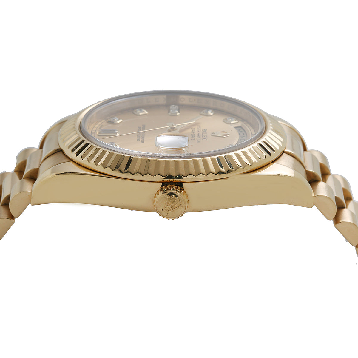 Rolex Day Date 2 41mm Yellow Gold Factory Champagne Diamond Dial 218238