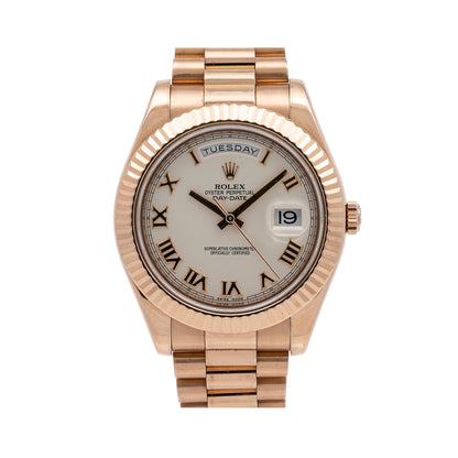 Rolex Day Date 2 41mm Rose Gold Ivory Roman Dial 218235