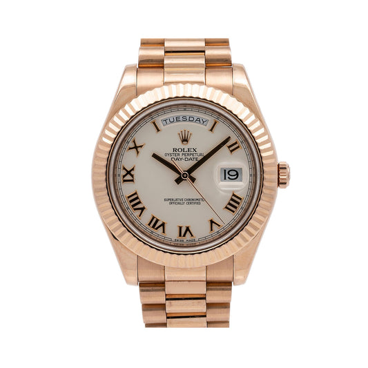 Rolex Day Date 2 41mm Rose Gold Ivory Roman Dial 218235