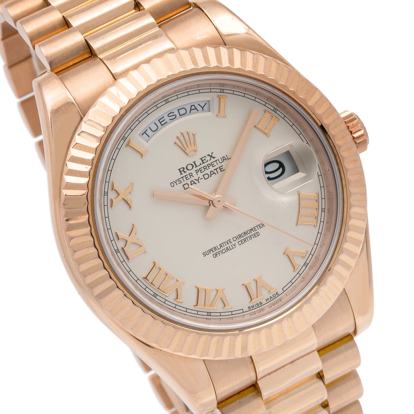 Rolex Day Date 2 41mm Rose Gold Ivory Roman Dial 218235