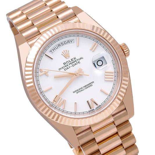 Rolex Day Date 40 Rose Gold White Roman 228235