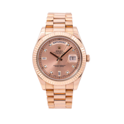 Rolex Day Date 2 41mm Rose Gold Factory Rose Diamond Dial 218235