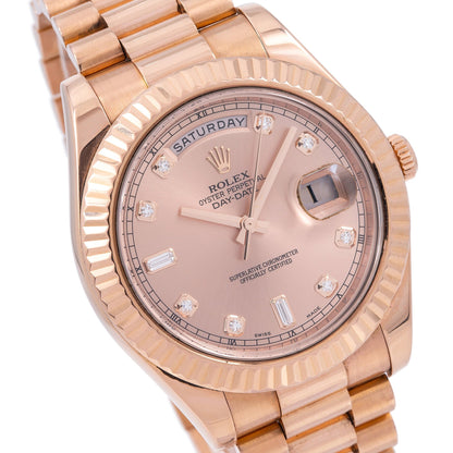 Rolex Day Date 2 41mm Rose Gold Factory Rose Diamond Dial 218235