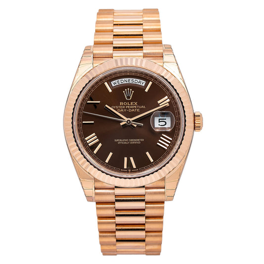 Rolex Day Date 40 Rose Gold Chocolate Roman 228235