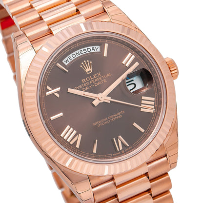 Rolex Day Date 40 Rose Gold Chocolate Roman 228235