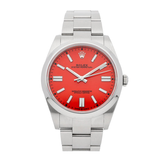 Rolex Oyster Perpetual Stainless Steel 41mm 124300 Coral DIal