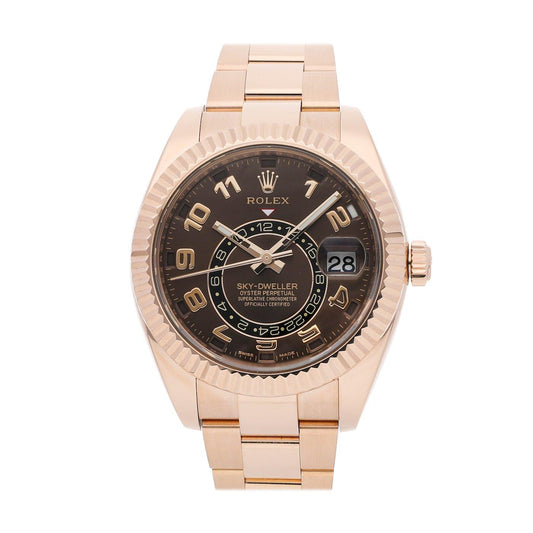 Rolex Sky Dweller Rose Gold Chocolate 326935 - Clock Concierge