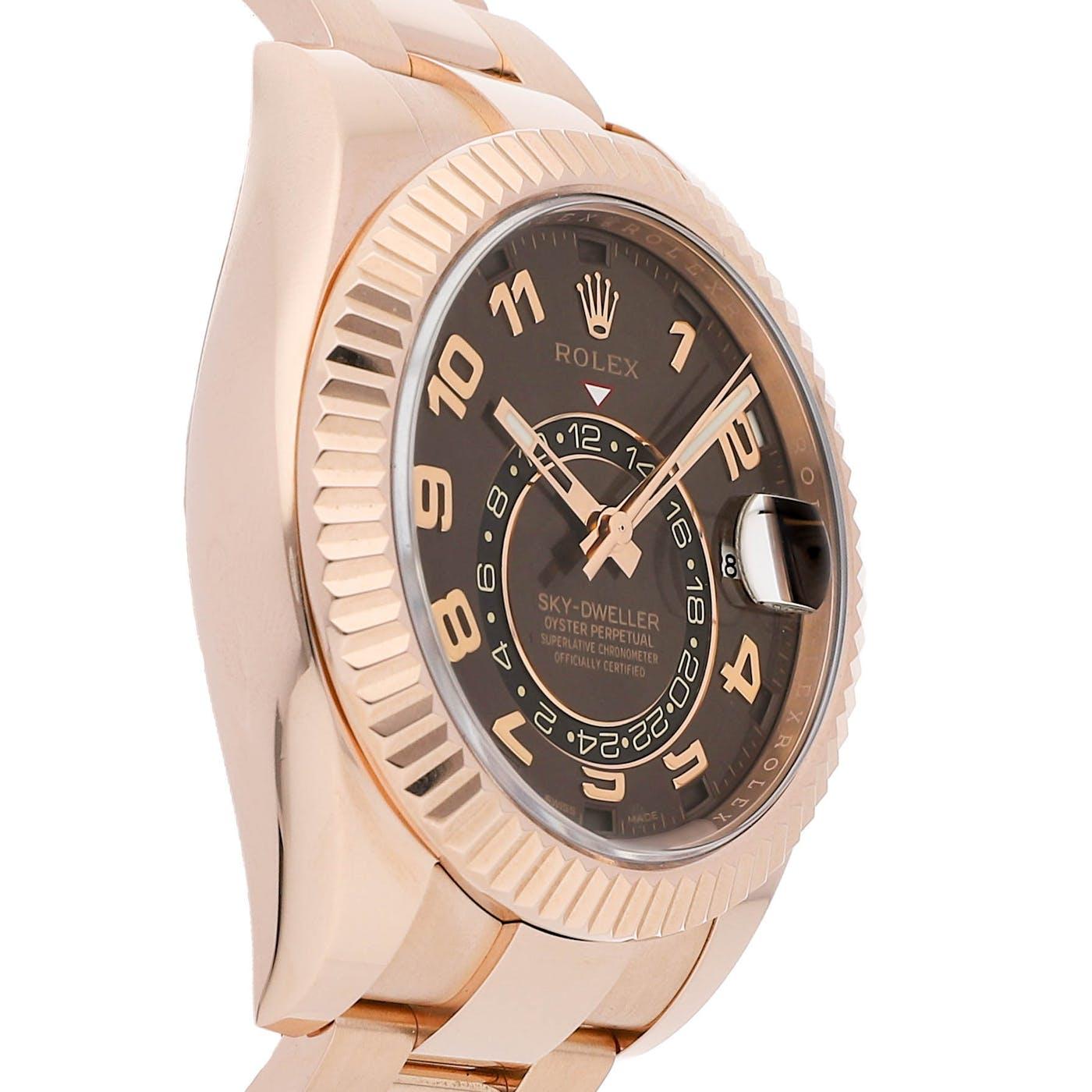 Rolex Sky Dweller Rose Gold Chocolate Dial 326935 Clock Concierge