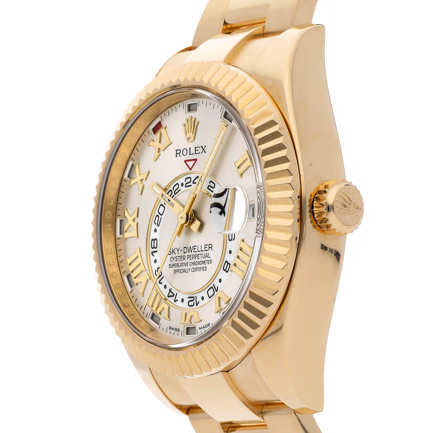 Rolex Skydweller Yellow Gold SIlver Roman 326938 Clock Concierge