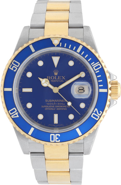 Rolex Submariner Steel and Gold Blue Dial 40mm 16613